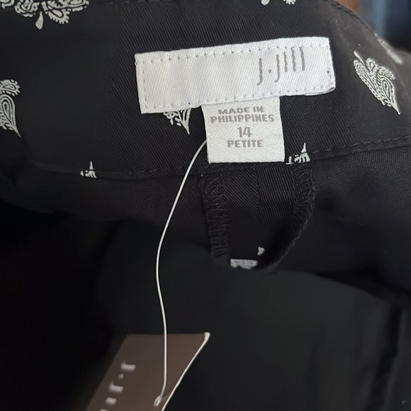 NWT J. Jill Black Paisley Print Ankle Pants Stretch Cotton Slim Straight 14P - Picture 8 of 10